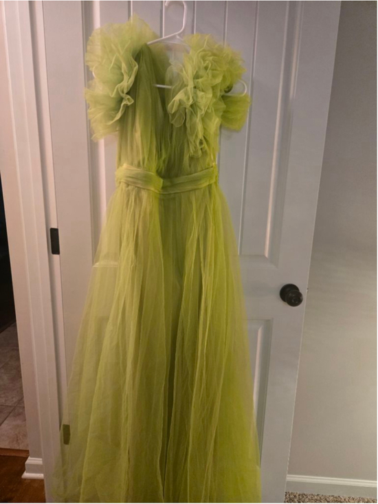 MANIJU Dresses & Skirts - Women's Maniju Lime Green Ruffle Tulle Maxi Dress L